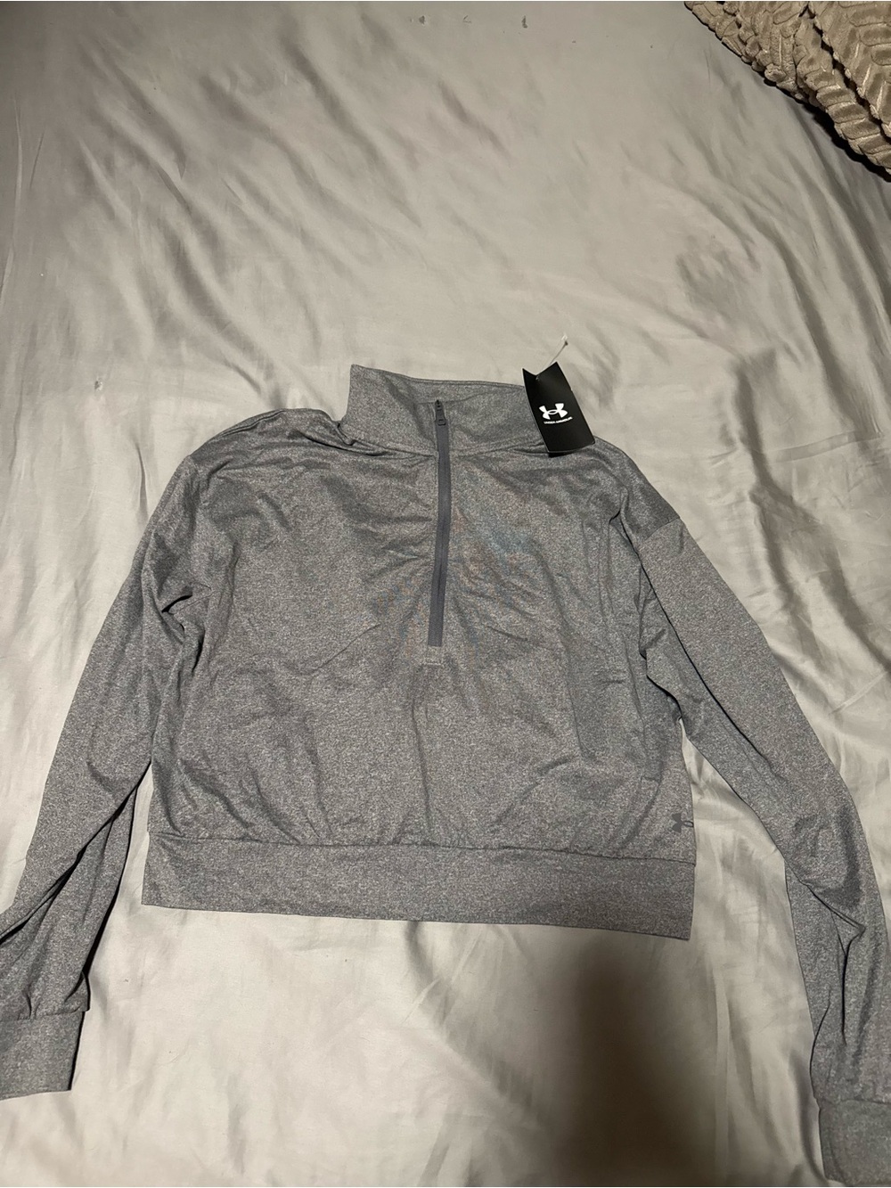 Under Armour Women's Heather Light Gray Half-Zip Turtleneck Pullover